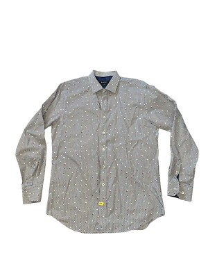 Camicia Bugatchi Uomo Taglia XL | Maniche Lunghe Con Fantasia Floreale Astratta | Performance Stretch