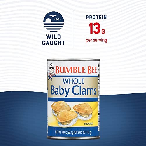 Bumble Bee Whole Baby Canned Clams 10 oz Can Ready to Eat 13g