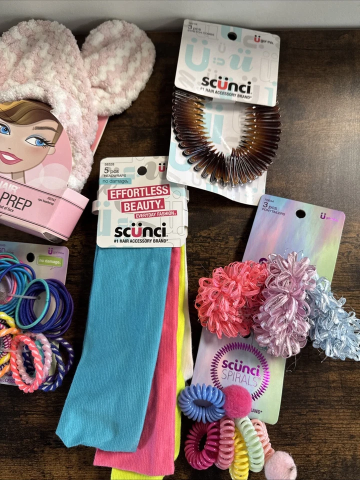 12 Piece Scunci Lot: Headbands, Clips & Scrunchies: Multicolor #3 - Image 2 of 4