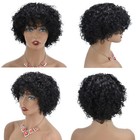 Kinky Curly Afro Wigs with Bangs Short Human Hair Wig for Black Women Brazilian