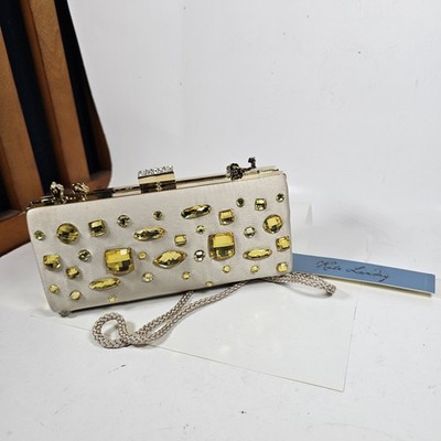 Kate Landry Evening Formal Party Gold Jewel Clutch Purse Nwt