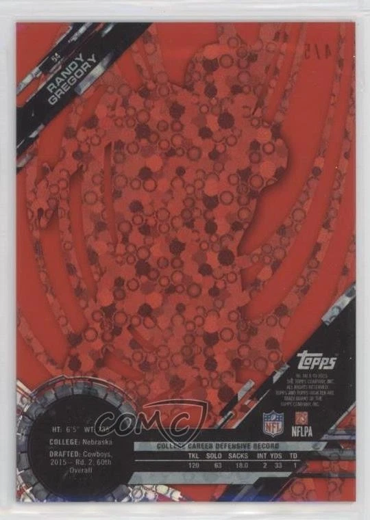 2015 High Tek Pattern 7 Blade Red Orbit Diffractor /5 Randy Gregory Rookie RC - Image 2 of 2