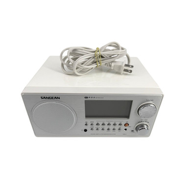 Sangean WR-2 White AM/FM Radio Alarm Clock AUX Input RBDS White Cabinet Tested