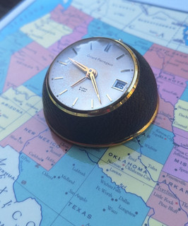 Vintage Swiss Girard Perregaux Travel Alarm Clock 8 Day w Date Tropical Dial