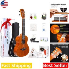 Mahogany Concert Ukulele 23 Inch Pro Kit - Solid Wood, Warm Sound, Easy Learning