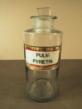 ANTIQUE EXTRA-LARGE APOTHECARY / CHEMIST BOTTLE - PULV: PYRETH: