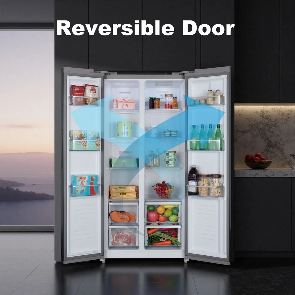 Refrigerador Side by Side de 15,6 pies cúbicos con congelador, acero inoxidable negro, 33 pulgadas Foto 3 de 4