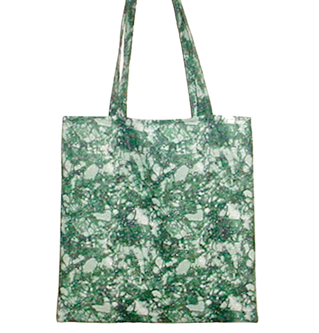 "HANDMADE TOTE BAG NEW SPARKLY GREEN ABSTRACT PRINT 100% COTTON OOAK 13-1/4\"  SQ"