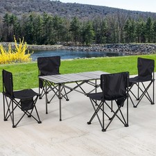 Foldable Camping Table Roll-up Picnic Table with 2/4 Chairs Outdoor BBQ Party