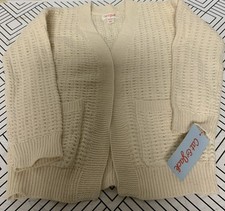    Cat  Jack Beige Knit Open Front Cardigan Sweater Girls Size XS 4/5   