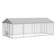 20x10 FT Outdoor Dog Kennel with Canopy, Heavy Duty Galvanized Steel Frame