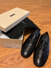 DOLCE & GABBANA Crocodile Logo Leather Shoes Mens Size US 12BLACK