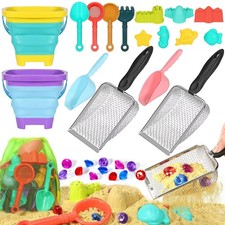 Beach Sand Toys for Kids,Sand toys with 2 Collapsible Beach Bucket,... Fast Ship
