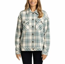 Boston Traders Women's Shirt Jacket Flannel Blue Large Button Up Shacket