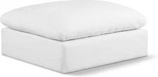 187White-Ott Comfy Collection Modern | Contemporary Upholstered Ottoman, Rich Wh