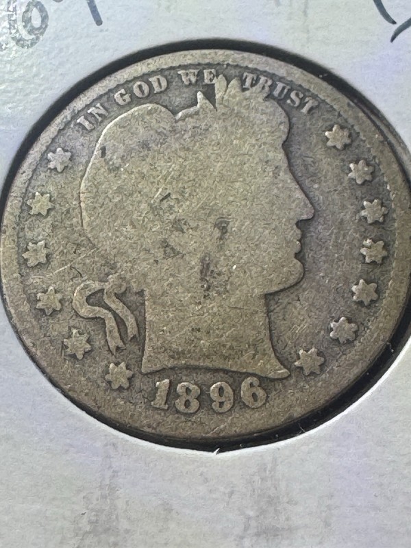 1896-P Barber Quarter – Good Condition – Classic U.S. Silver Coin