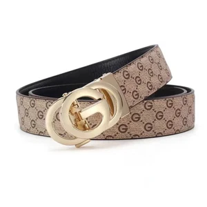 Luxury Leather Belt Men Women Automatic Buckle Waist Belt for Jeans Waistband