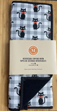 HALLOWEEN RETRO Black Cats w/Orange Bowties DISH DRYING MAT 22" x 16" NEW