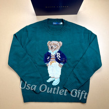 POLO PALPH LAUREN Green Wool Cashmere Polo Bear Sweater Women M, NWT