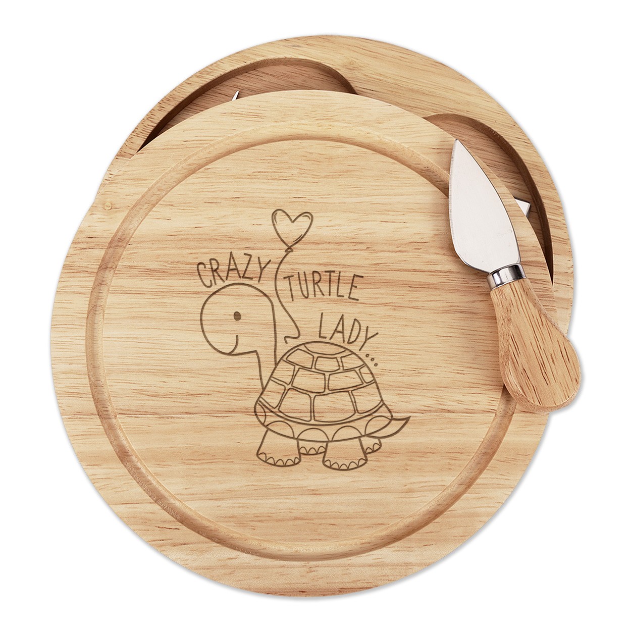 Crazy Turtle Lady Cheese Board Knife Set Funny