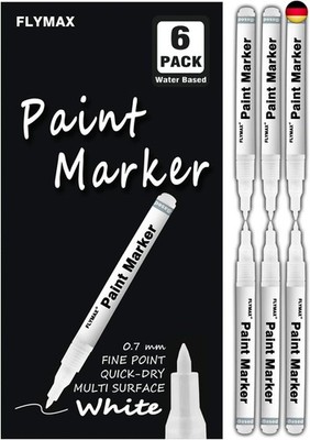 Weißer Stift, 6 Stück 0.7mm Acryl Weiß Permanent Marker Holz Stein Kunststoff Le