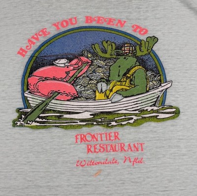 Vintage THREADBARE T Shirt Frontier Restaurant Newfoundland Canada Nature Animal