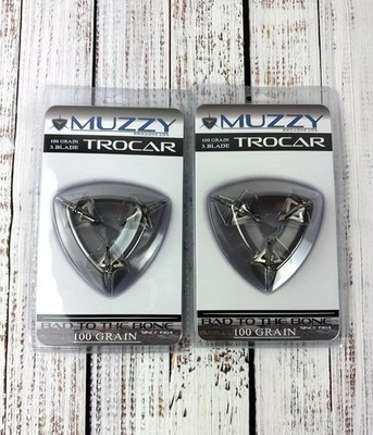2 packs    Muzzy 3 BLADE Trocar 100 Grain Archery Hunting Fixed Broadhead   