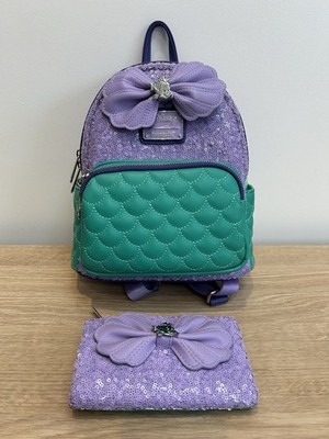 Loungefly Disney Kleine Meerjungfrau Arielle Pailletten Rucksack und Geldbörse Portemonnaie