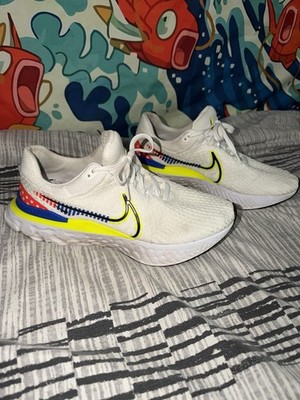 Nike Men's React Infinity Run Flyknit 3 DX1629-100 White Size 12 White/Blue/Volt