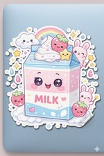 Cute Kawaii Milk Sticker Decal Phone Laptop Journal