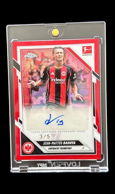 2025/26 Topps Bundesliga Chrome Jean Matteo Bahoya /5 Auto Red Wave