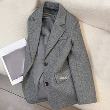 Womens Business Blazer Coat Jacket Slim Office Button Long Sleeve Formal Outwear