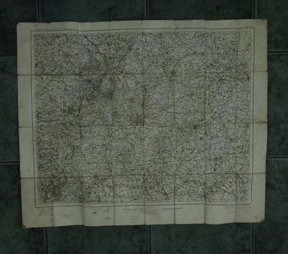 Vintage England Sheet Map 6 Of Warwickshire - Image 3 of 4