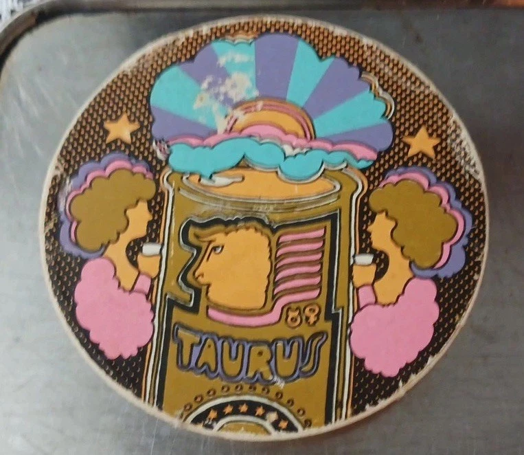 1970 Zany Zodiac TAURUS Vintage Springbok Box Only Round 7" Mini Puzzle PZL 9065 - Image 3 of 4