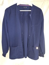Medical scrub jackets in blue and black , size small. Used in good condition.