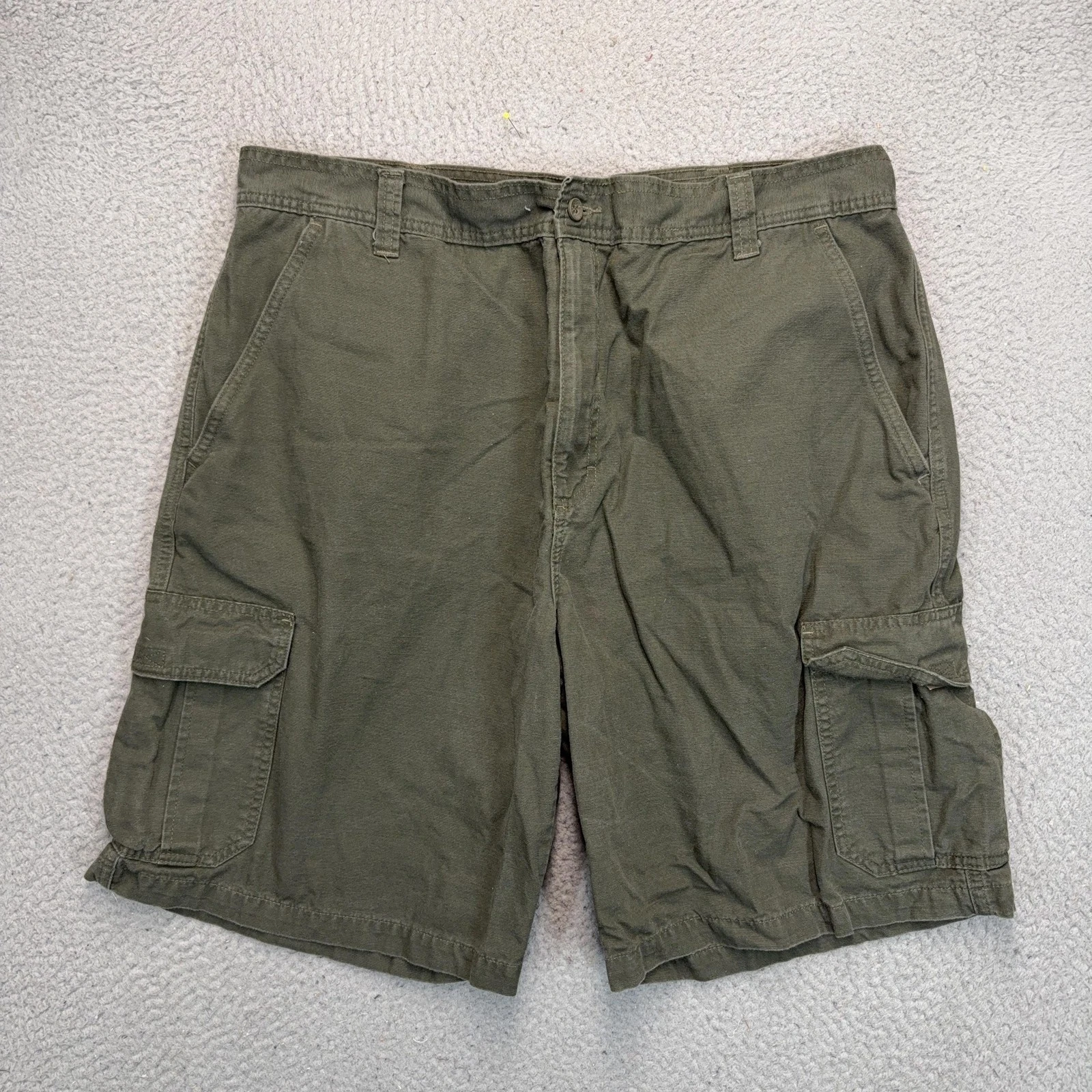 Chaps Cargo Shorts Mens 38 Green Canvas Relaxed Fit Pockets Workwear Casual