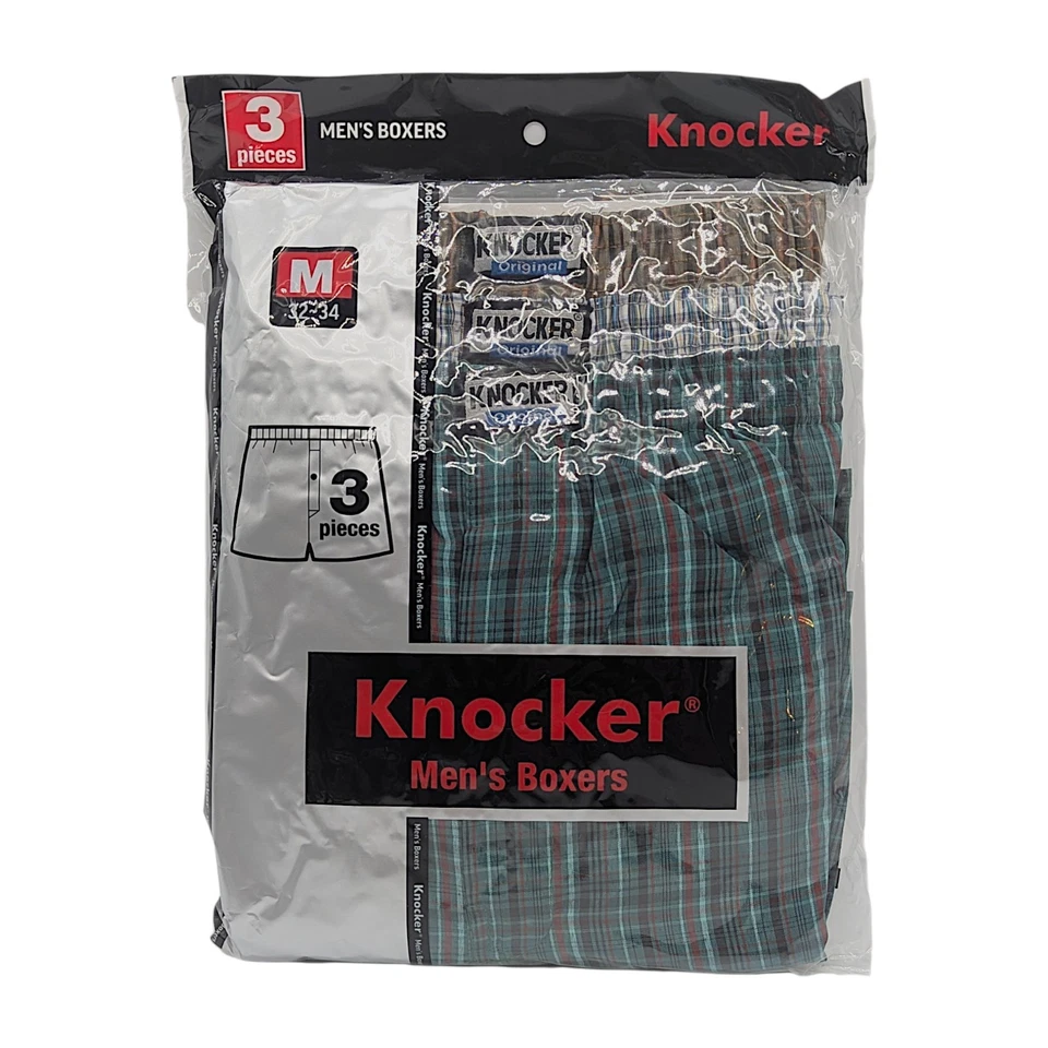 Knocker Boxer Shorts Plaid Underwear Men's 3 Pair Assorted Colors Medium - Image 2 of 3