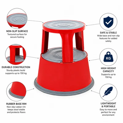 NUEVO TABURETE DE METAL RESISTENTE SUPASTEP KICK STEP EN ROJO, NEGRO, AZUL Y GRIS REATIL - Imagen 1 de 2
