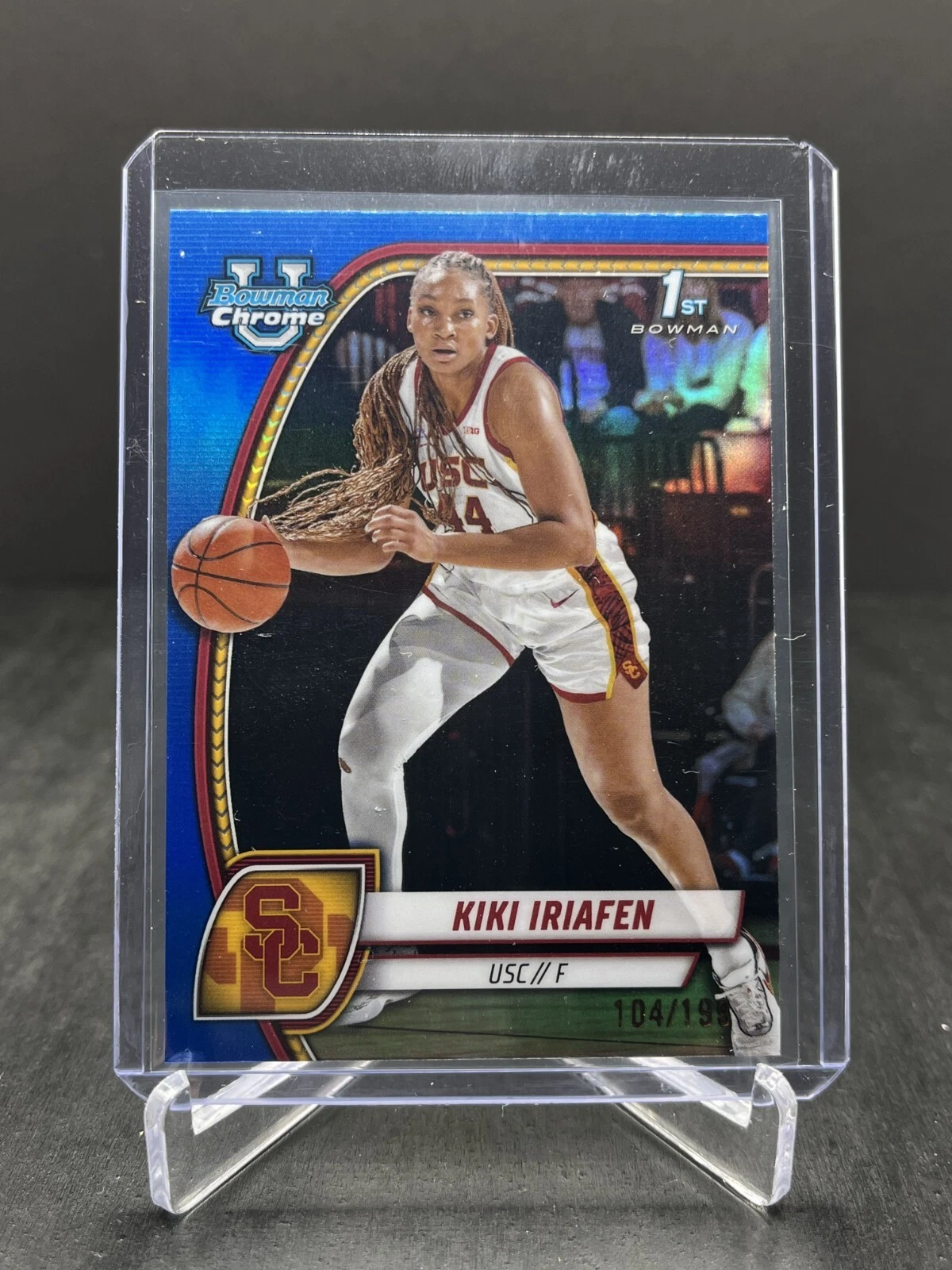 2024-25 Bowman U Chrome Basketball Kiki Iriafen 1st Blue 104/199 #47