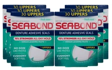 Sea-Bond Denture Adhesive, Fresh Mint Uppers, 30 Count Set of 6