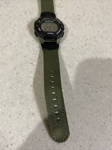 Timex Expedition Watch Men T49993 Indiglo 42mm Black Green Digital New Battery - Picture 4 of 5