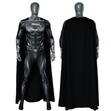 Black Superman Cos Jumpsuit Cloak Cosplay Justice League Costume Suit Halloween