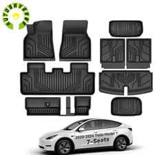 3D Floor Mats & Cargo Liner for 2021-2024 Tesla Model Y 7 Seater All Weather TPE