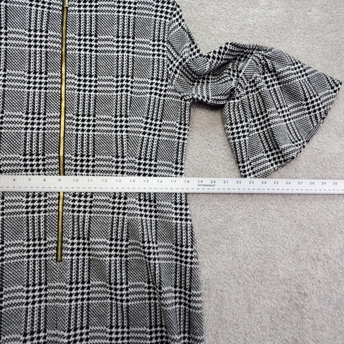 Calvin Klein Sheath Dress Womens 12 Black Houndstooth Plaid Career Bell-Sleeve - Picture 14 of 16