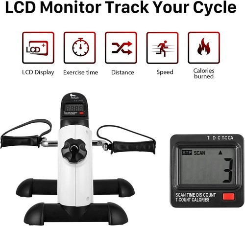 Compact Under Desk Bike Exerciser with Adjustable Resistance and LCD Display - Picture 4 of 9