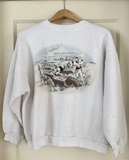 Vintage 101 Dalmations Crewneck Sweatshirt White Pullover Size Small / Medium