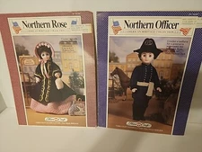 Fibre-Craft Booklets Northern Officer & Rose Crochet Patterns for 15" 16" Dolls