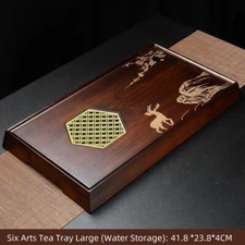 Luxury Hard BambooTea Tray Drawer Serving Board Tea Table Plate | Water Drainage