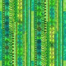 Laurel Burch Basics Green Geo Stripe Fabric Y3220-21 By the FQ - 1/4 YD