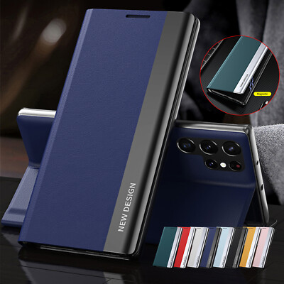 Stand Magnetic Leather Flip Case For Samsung Galaxy S24 Ultra S23 S22 Plus S21